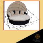 Round Rattan Wicker Patio Garden Furniture Daybed-Grey - Image 4