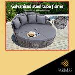Round Rattan Wicker Patio Garden Furniture Daybed-Grey - Image 5