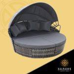 Round Rattan Wicker Patio Garden Furniture Daybed-Grey - Image 2