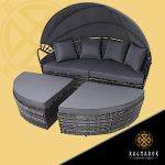 Round Rattan Wicker Patio Garden Furniture Daybed-Grey