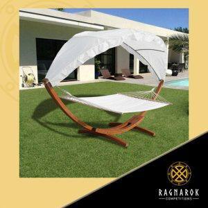 Large Cotton Hammock with Wooden Arc Stand & Canopy