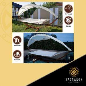 Large Cotton Hammock with Wooden Arc Stand & Canopy - Image 2