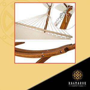 Large Cotton Hammock with Wooden Arc Stand & Canopy - Image 4
