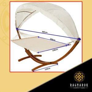 Large Cotton Hammock with Wooden Arc Stand & Canopy - Image 6