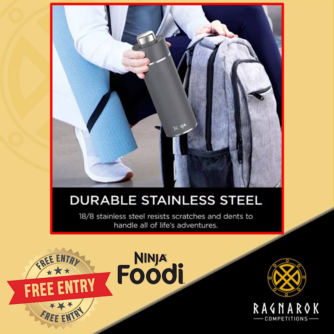 Free Draw - Ninja Water Bottle 700ml Grey - Image 3