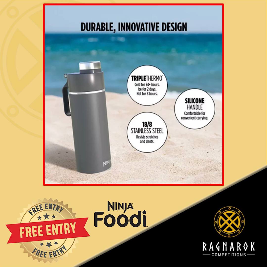 Free Draw - Ninja Water Bottle 700ml Grey - Image 6