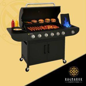 Deluxe 6+1 Gas Burner BBQ Side Burner Black