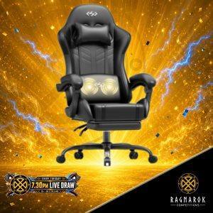 Massage Gaming Chair, Pocket Spring Cushion, Black